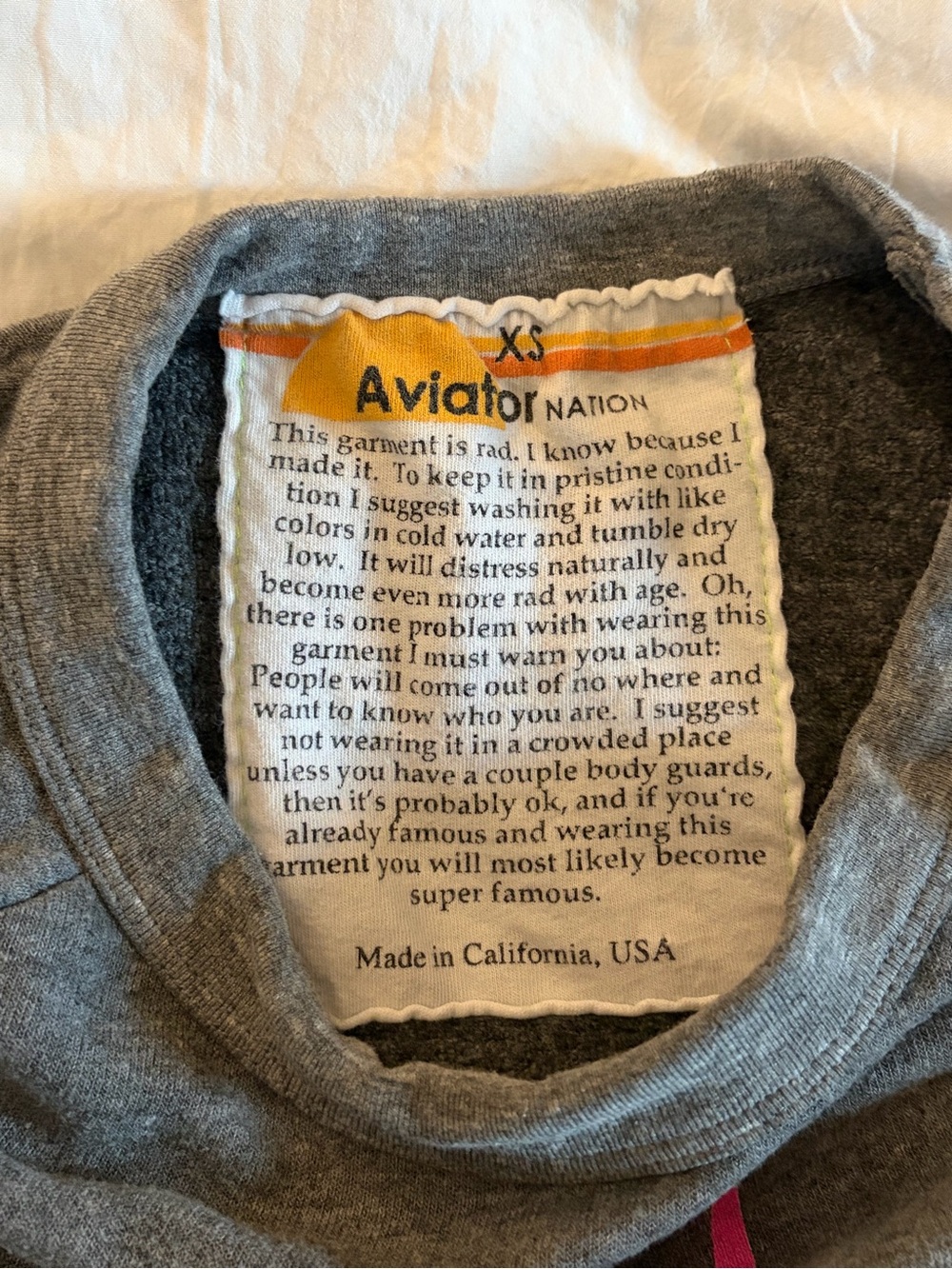 Aviator Nation Bolt Fade Relaxed Crew Sweatshirt Heather Gray Size XS - Picture 4 of 9